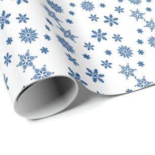 Blue Snowflakes Christmas Holiday Wrapping Paper