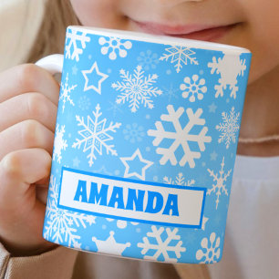 Blue Snowflakes Christmas Kids Hot Chocolate Mug