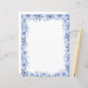 Blue snowflakes Christmas stationery