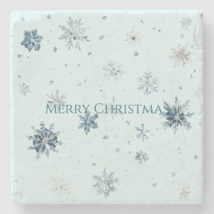 Blue Snowflakes Christmas  Stone Coaster