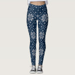 Blue Snowflakes Christmas Sweater Knit Pattern Leggings<br><div class="desc">Red Snowflakes Christmas Sweater Knit Pattern.</div>