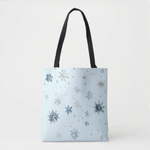 Blue Snowflakes Christmas Tote Bag