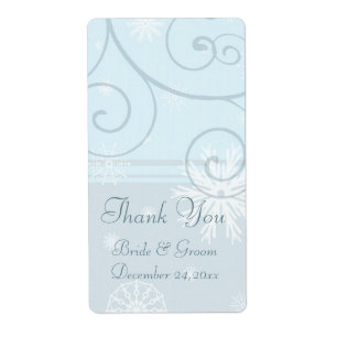 Blue Snowflakes Christmas Wedding Labels