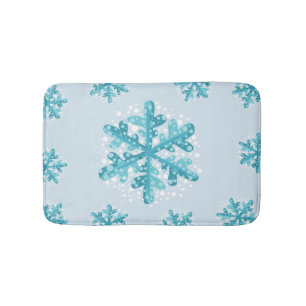 Blue Snowflakes Christmas / Wintertime Bath Mat