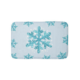 Blue Snowflakes Christmas / Wintertime Bath Mat