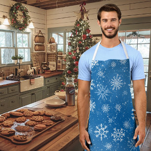 Blue Snowflakes Classic Winter White Snow Apron