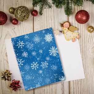 Blue Snowflakes Classic Winter White Snow Notebook