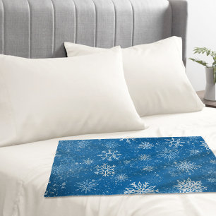 Blue Snowflakes Classic Winter White Snow Pillowcase