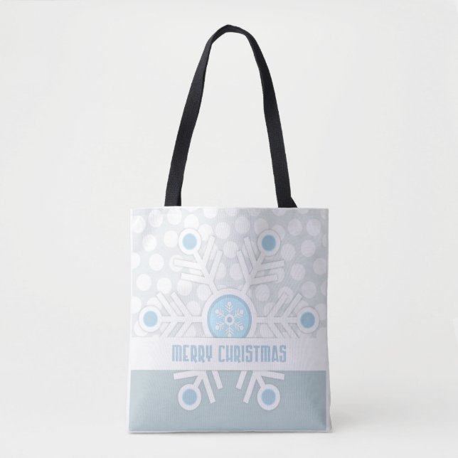 Blue Snowflakes Contemporary Tote Bag (Front)