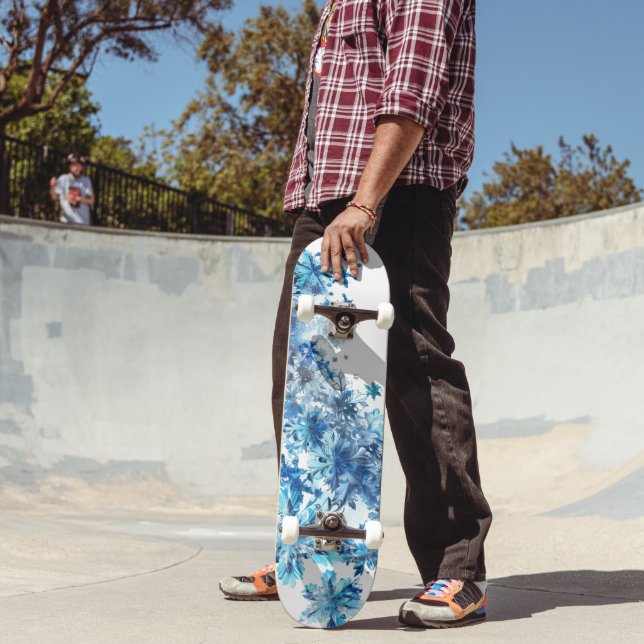 Blue Snowflakes Digital Art Skateboard (Outdoor 2)