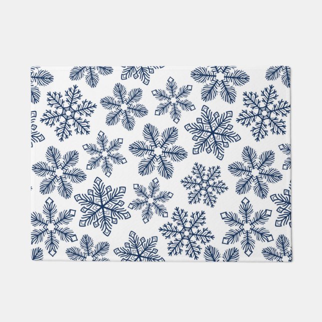 Blue snowflakes doormat (Front)