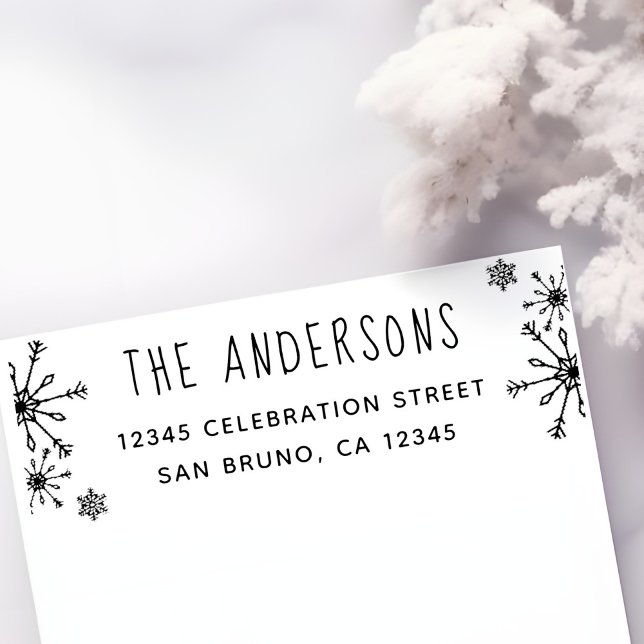 Blue Snowflakes | Family Christmas Return Address Self-inking Stamp (Creator Uploaded)