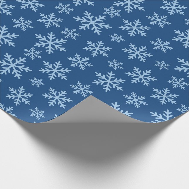 Blue Snowflakes for Festive Holiday Gift Seamless Wrapping Paper (Corner)