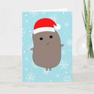 Blue Snowflakes Funny Potato Christmas Card