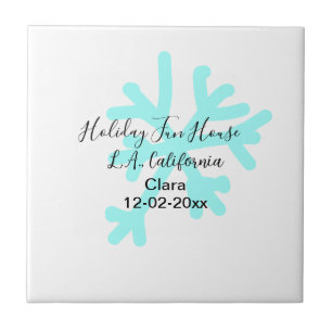 Blue snowflakes holiday camping house place date ceramic tile