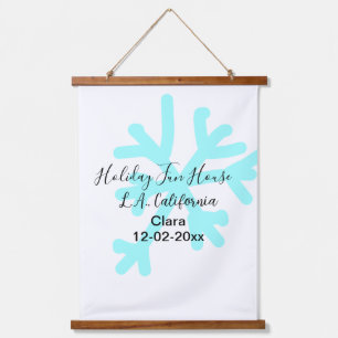 Blue snowflakes holiday camping house place date hanging tapestry