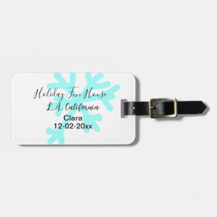 Blue snowflakes holiday camping house place date luggage tag