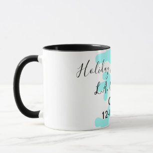 Blue snowflakes holiday camping house place date mug