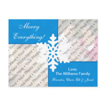 Blue Snowflakes Holiday Card w/ Custom Photo