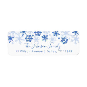 Blue Snowflakes Holiday Return Address Label