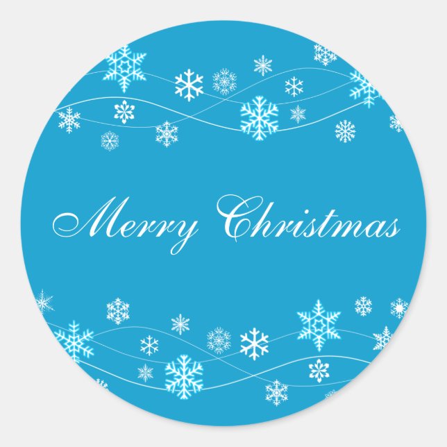 Blue Snowflakes Holiday Stickers (Front)