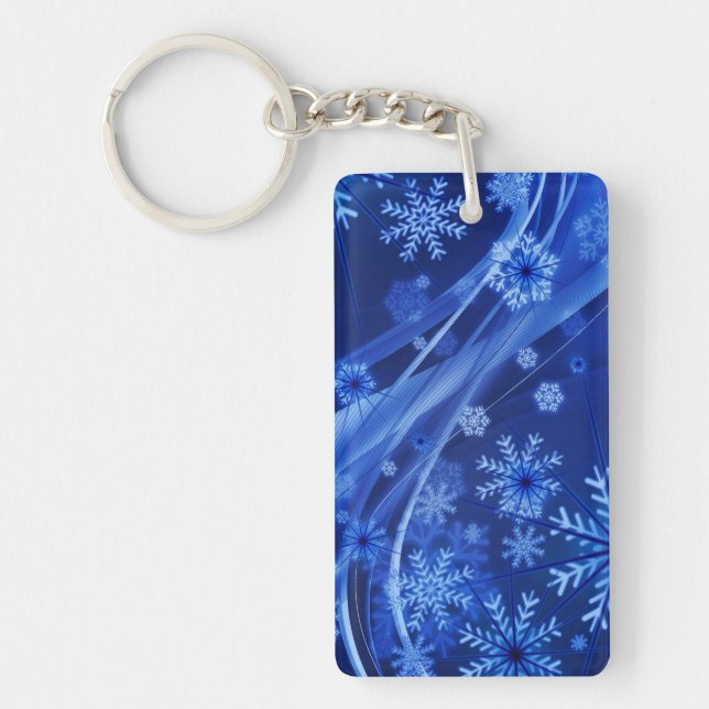 Blue Snowflakes Key Ring (Front)