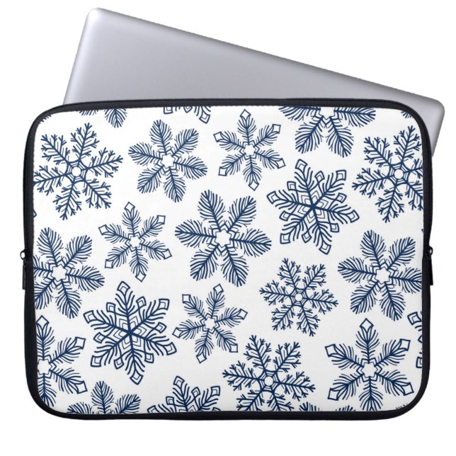 Blue snowflakes laptop sleeve (Front)