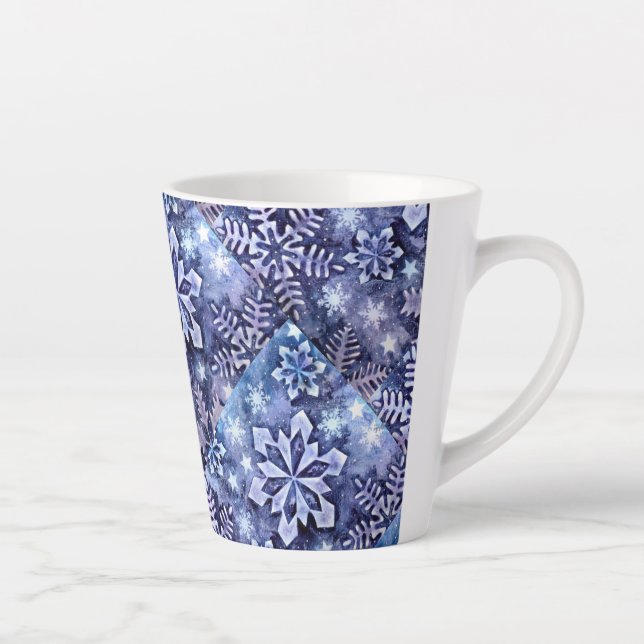 Blue Snowflakes Latte Mug (Right)