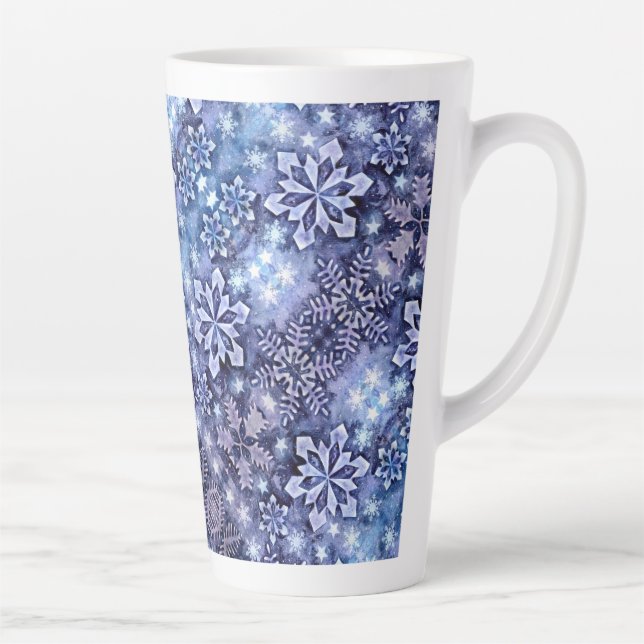 Blue Snowflakes Latte Mug (Right)