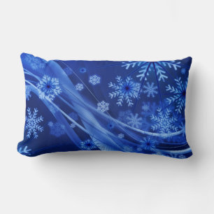 Blue Snowflakes Lumbar Cushion