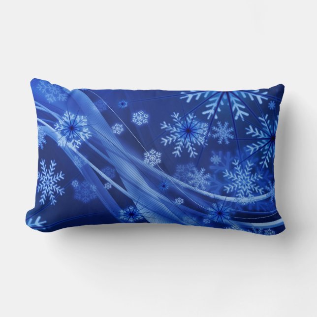 Blue Snowflakes Lumbar Cushion (Front)