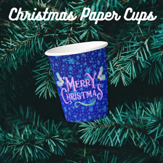 Blue Snowflakes Merry Christmas Paper Cups