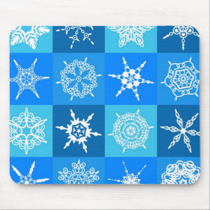 Blue Snowflakes Mouse Pad
