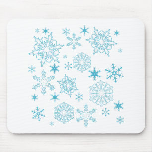 blue snowflakes mouse pad