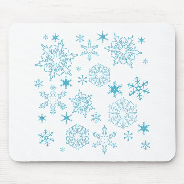 blue snowflakes mouse pad (Front)