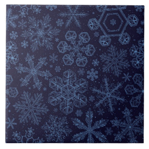 Blue Snowflakes on blue Ceramic Tile