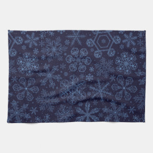 Blue Snowflakes on blue Tea Towel