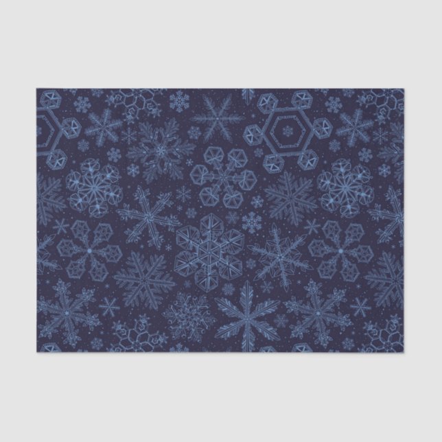 Blue Snowflakes on blue Tissue Paper (Front)