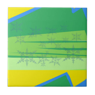 Blue Snowflakes on the Sunrise Mountain Ceramic Tile