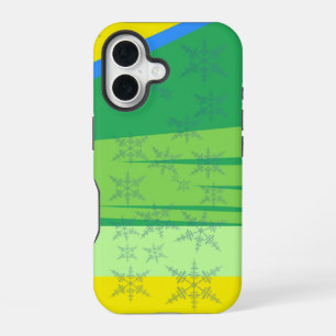 Blue Snowflakes on the Sunrise Mountain iPhone 16 Case
