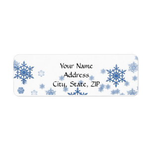 Blue Snowflakes on White Background Return Address Label