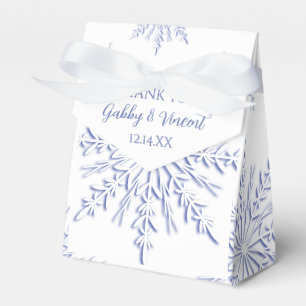 Blue Snowflakes on White Winter Wedding Favour Box