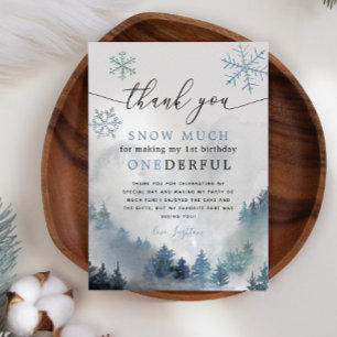 Blue Snowflakes ONEderful 1st Birthday Thank You Card