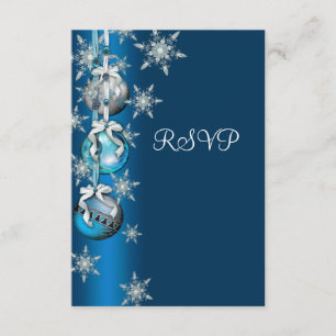Blue Snowflakes Ornaments Christmas Party RSVP Card