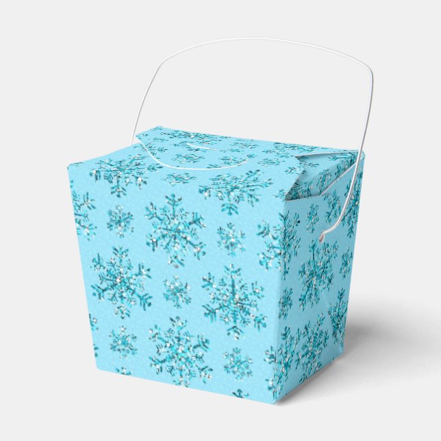 Blue Snowflakes-PARTY FAVOR BOXES, take out Favour Box (Front Side)