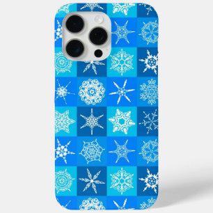 Blue Snowflakes Pattern iPhone 15 Pro Max Case