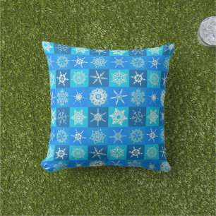Blue Snowflakes Pattern Cushion