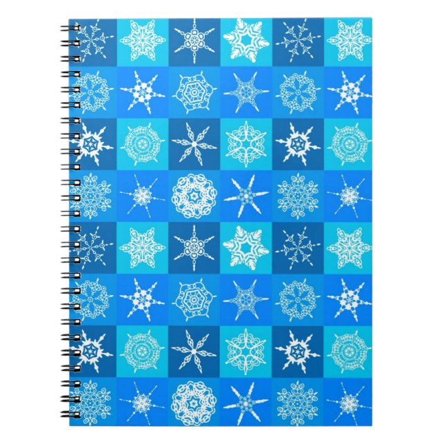 Blue Snowflakes Pattern Notebook (Front)