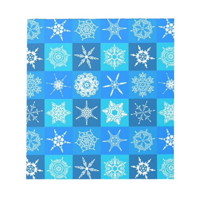 Blue Snowflakes Pattern Notepad (Front)