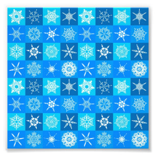 Blue Snowflakes Pattern Photo Print
